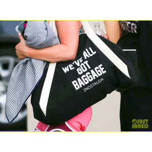 Kaley Cuoco rocking We've All Got Baggage Duffle